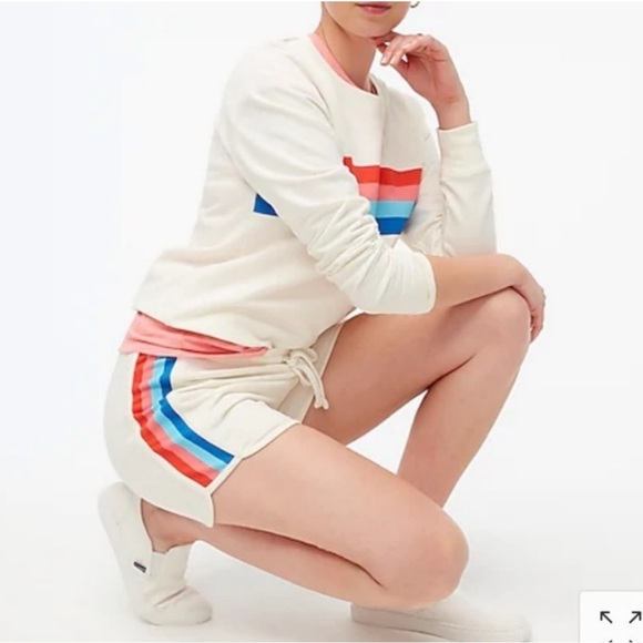NWOT J. CREW FACTORY Retro Striped Beachy Crewneck Sweater and Shorts Set - Picture 1 of 15